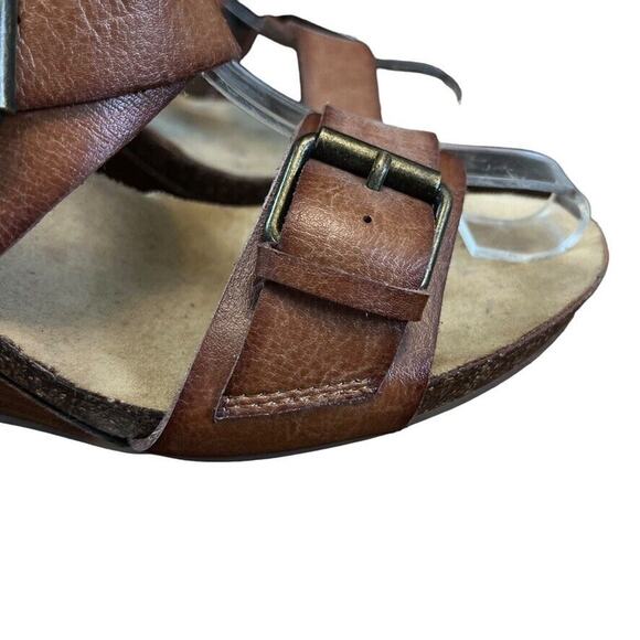 Crown Vintage Womens Stacked Wedge Strappy Sandals Brown Open Toe sz 9.5 - Picture 13 of 16